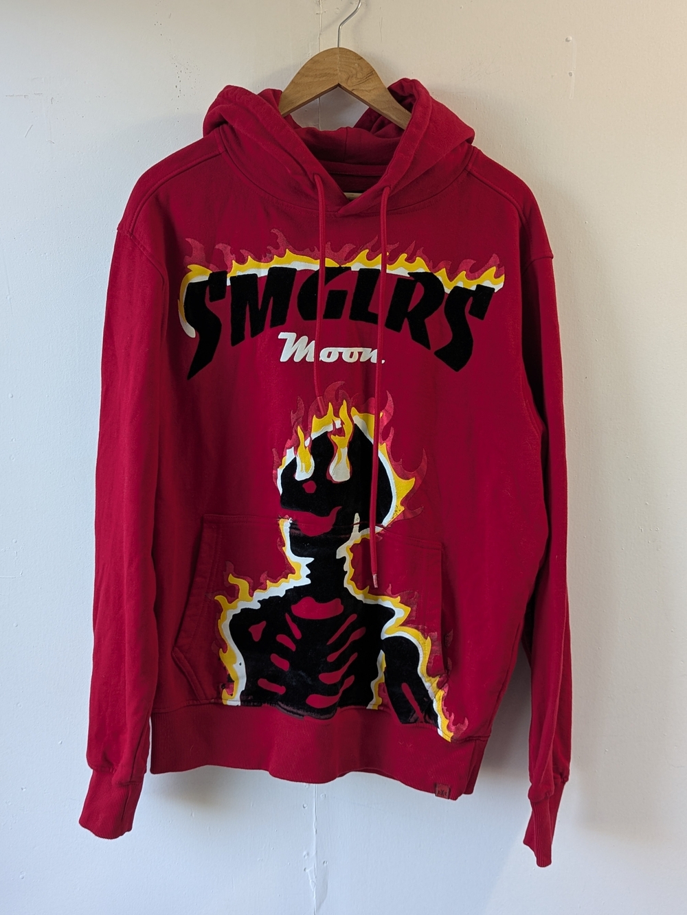 SMGLRS Moon Smugglers Moon 1920 Skeleton Flame Graphic Pullover Hoodie Red XL